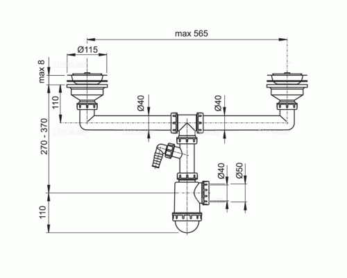 Сифон для кухонной мойки Alcaplast Белый