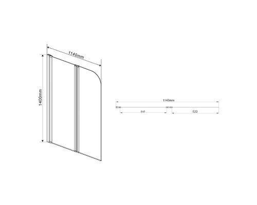 Шторка на ванну Vincea 114x140 Хром, арт
