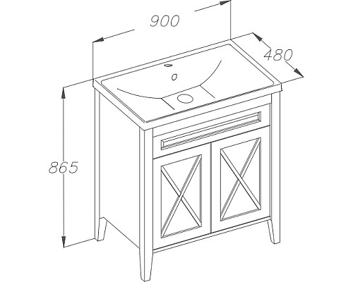 Тумба под раковину Opadiris Палермо 90 00-00002356 Светлый орех