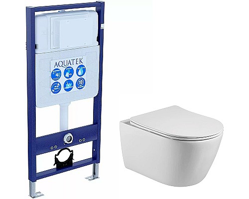Комплект унитаза с инсталляцией Aquatek Set Aquatek Бетта с сиденьем Микролифт
