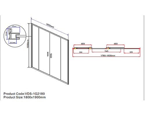 Душевая дверь Vincea Garda 180 VDS-1G2180CH профиль Хром стекло шиншилла