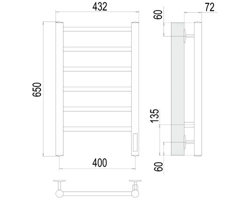 Полотенцесушитель Terminus Электро Аврора П6 400х650