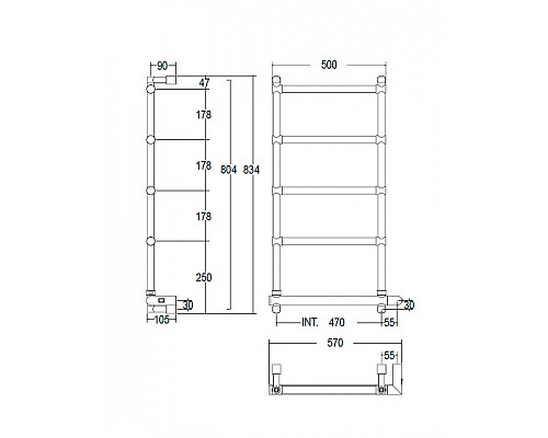 Полотенцесушитель электрический, хром, Margaroli Sole 5424705CRNB