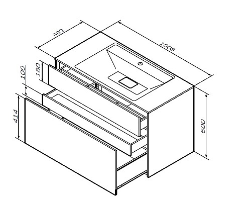 База под раковину подвесная AM.PM Inspire 2.0 M50AFHX1003GM 1008 мм
