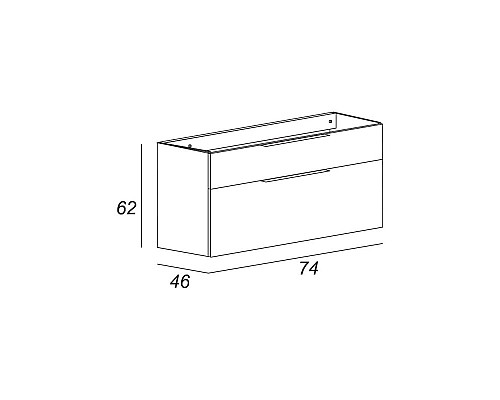 Тумба под раковину Cezares Urban 74 55158 подвесная Frassino scuro без ножки и боковой полки