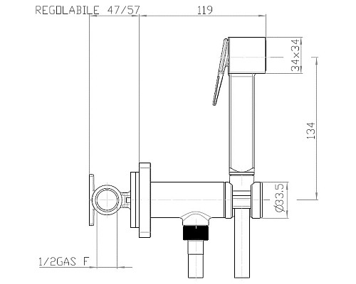 Гигиенический душ со смесителем Bossini Cube Brass E38003B.073 Черный матовый