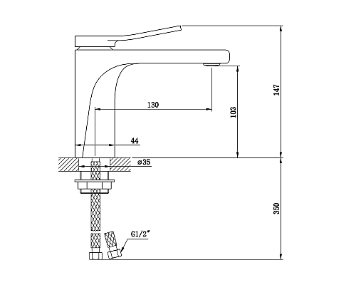 Смеситель на раковину Bronze de Luxe Element EL02GB матовое золото/черный
