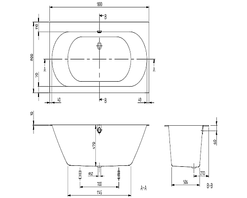 Квариловая ванна Villeroy&Boch Oberon 2.0 180x80 UBQ180OBR2DV-01