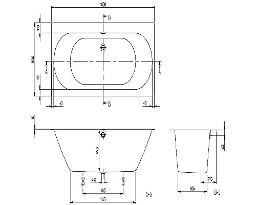Квариловая ванна Villeroy&Boch Oberon 2.0 180x80 UBQ180OBR2DV-01