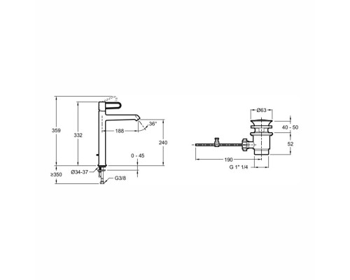 Смеситель для раковины Jacob Delafon Odeon Rive Gauche E21030-BL-CP Хром Черный