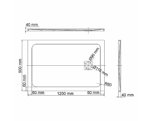 Душевой поддон из искусственного камня WasserKRAFT Neime 120х90 19T07 Черный матовый