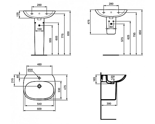 Раковина Ideal Standard Tesi 60 T352201 Euro White