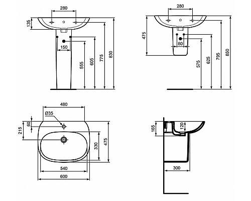 Раковина Ideal Standard Tesi 60 T352201 Euro White