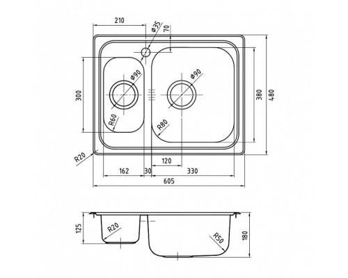 Мойка кухонная из нержавеющей стали IDDIS Strit STR60SZi77