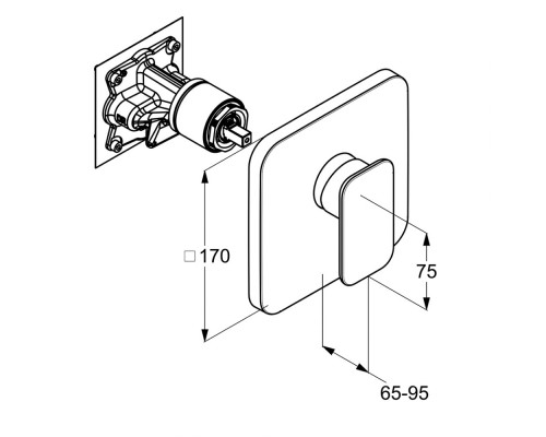 Встраиваемый однорычажный смеситель для ванны и душа Kludi E2 496500575