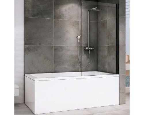 Шторка на ванну Abber Immer Offen 100x140 AG71100B профиль Черный стекло прозрачное