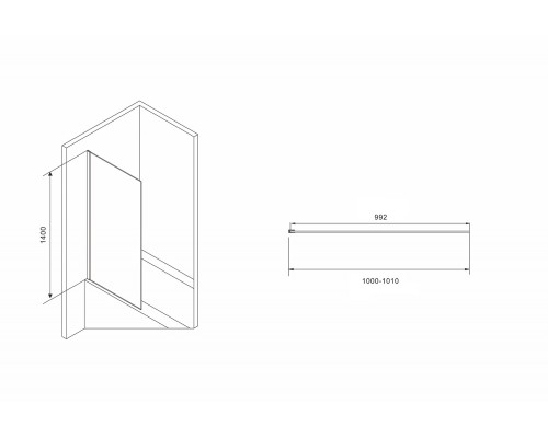 Шторка на ванну Abber Immer Offen 100x140 AG71100B профиль Черный стекло прозрачное