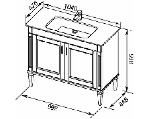 Тумба под раковину Aquanet Селена 105 201650 Белая Патина серебро