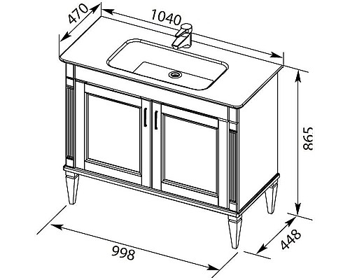 Тумба под раковину Aquanet Селена 105 201650 Белая Патина серебро