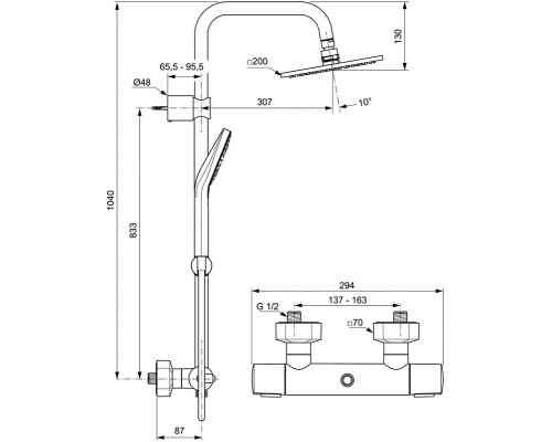 Душевая система Ideal Standard Ideal Rain Cube Evo A6985AA Хром