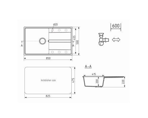 Кухонная мойка Ulgran Quartz Prima 850-04 платина