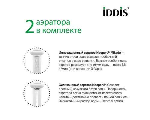 Смеситель для умывальника белый матовый IDDIS Slide