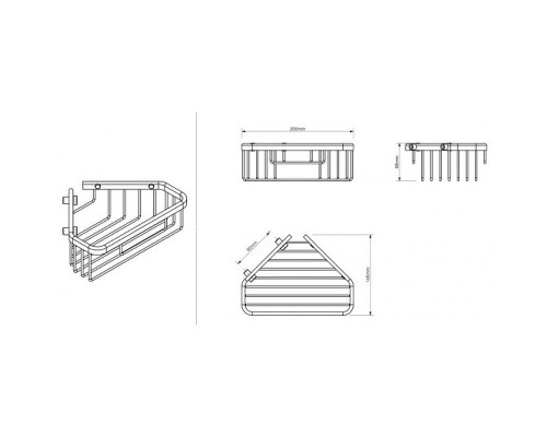 Полка корзина Sonia Contract 189847 угловая Черная матовая