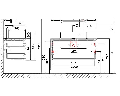 Тумба под раковину Jorno Bosko 100 Bos.01.100/P/W подвесная Белая