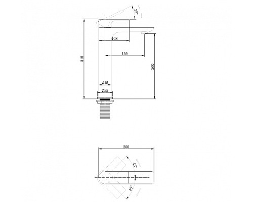 Смеситель ABBER Weiss Insel AF8011B для раковины, черный матовый