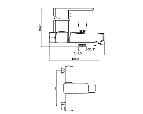 Смеситель для ванны Orange OneLife P06-100b Черный матовый