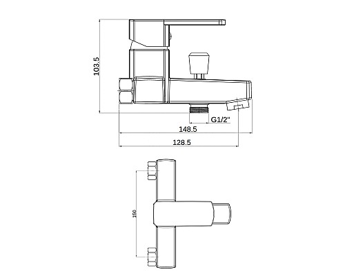 Смеситель для ванны Orange OneLife P06-100b Черный матовый