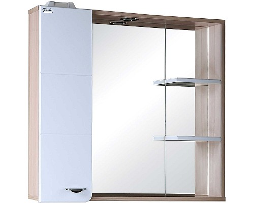 Зеркало со шкафом Onika Стиль 75.01 L 207519 с подсветкой Белое Ясень шимо светлый