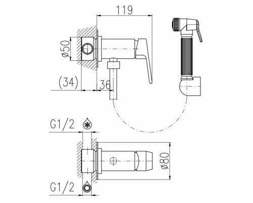 Гигиенический душ со смесителем Rav Slezak Colorado CO247/1CMAT Черный матовый