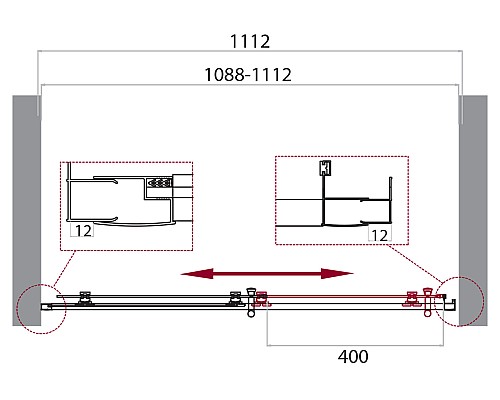 Душевая дверь BelBagno Uno 110 UNO-195-BF-1-110-P-Cr профиль Хром стекло рифленое