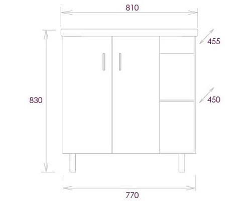 Тумба под раковину Onika Тимбер 80.10 108046 Серый матовый Дуб сонома