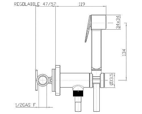 Гигиенический душ со смесителем Bossini Cube Brass E38003B.073 Черный матовый