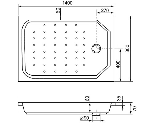 Акриловый поддон для душа RGW Acrylic Style 140x80 16183814-11 Белый