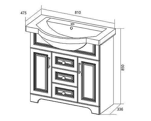 Тумба под раковину 1MarKa Прованс New 80Н У94490 Белый глянец