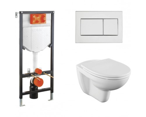 Комплект унитаза с инсталляцией Vitra Norm Fit 9773B099-7207 с сиденьем Микролифт и клавишей смыва