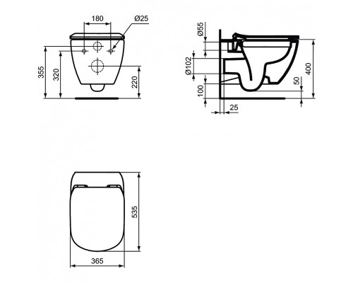 Унитаз Ideal Standard Tesi Rimless T350301 подвесной без сиденья