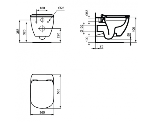 Унитаз Ideal Standard Tesi Rimless T350301 подвесной без сиденья