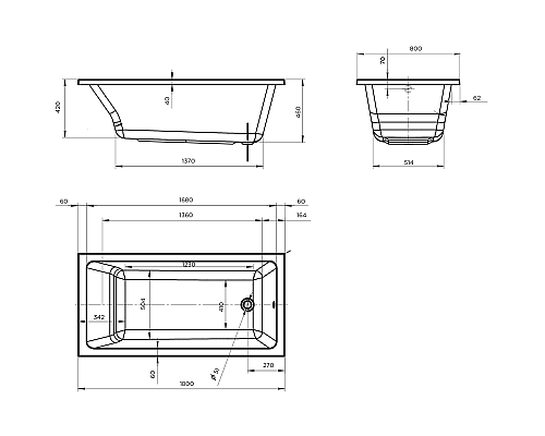 Акриловая ванна Marka One Bianca 180х80 01бья1880