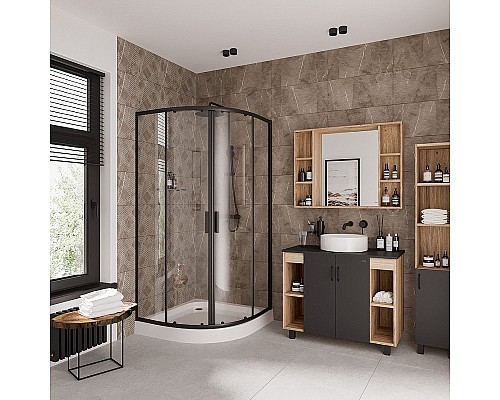 Душевой уголок Niagara Nova NG-6807-08 BLACK 100х100 профиль Черный стекло прозрачное