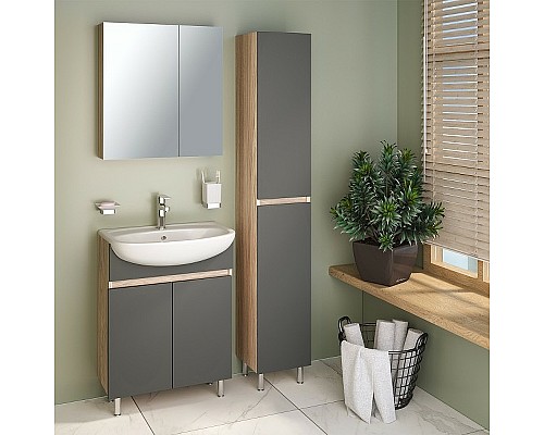 Зеркальный шкаф Runo Лада 60 00-00001161 Дуб серый