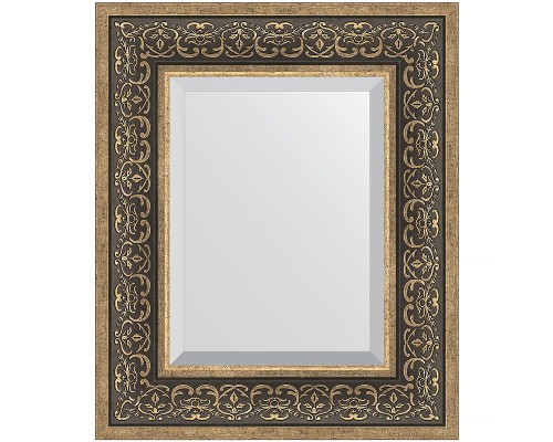 Зеркало Evoform Exclusive 59х49 BY 3371 с фацетом в багетной раме - Вензель серебряный 101 мм