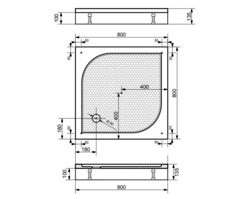 Душевой поддон из искусственного камня Эстет Гамма 80х80 ФР-00000757 Белый