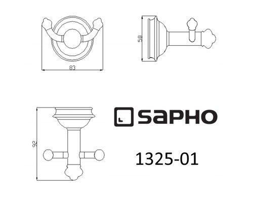 Двойной крючок Sapho Astor 1325-01 Хром
