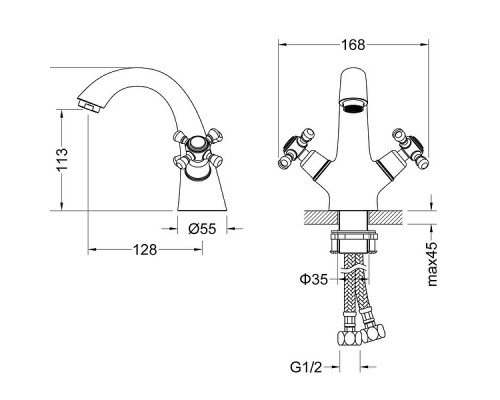 Смеситель для раковины Timo Nelson 1911/03F Черный