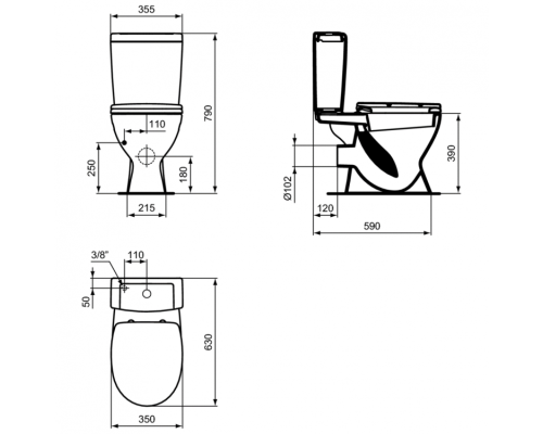 Унитаз компакт Ideal Standard Eurovit V337101 с бачком и сиденьем Микролифт