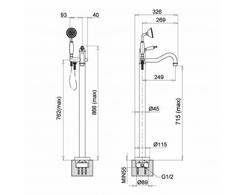 Смеситель для ванны Migliore Oxford 19557 Бронза